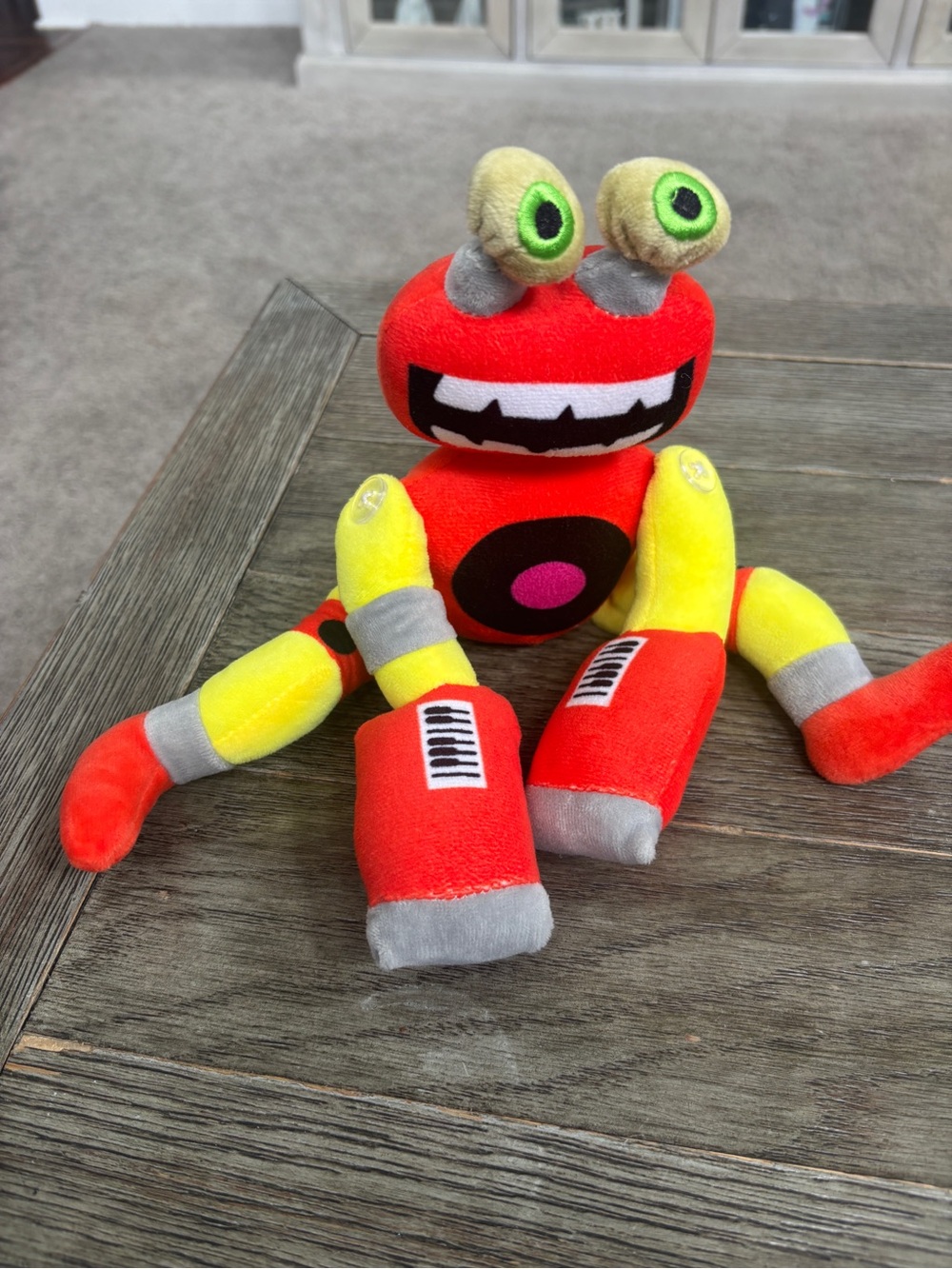 Plush Monster Toy - Bright Red & Yellow Soft Robot Plush